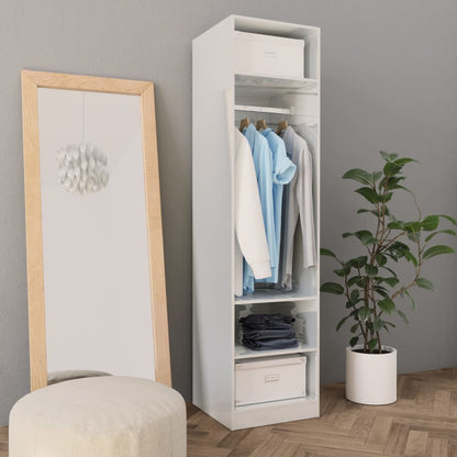 Wardrobe High Gloss White | Hinged | Engineered Wood | 3 Compartments | 1 Door | 50cm