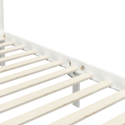 Canopy Bed Frame White Solid Pine Wood 100X200 Cm