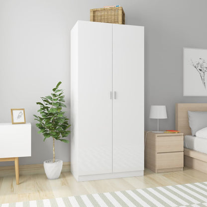 Wardrobe High Gloss White 90X52X200 Cm Engineered Wood