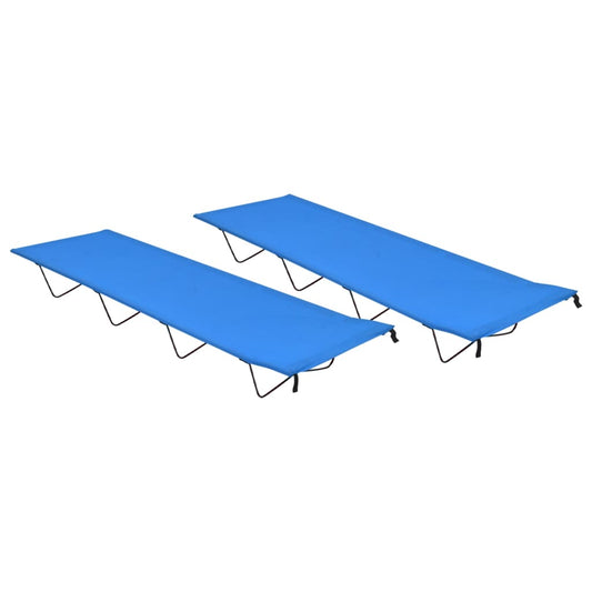 Camping Beds 2 Pcs 180X60X19 Cm Oxford Fabric And Steel Blue