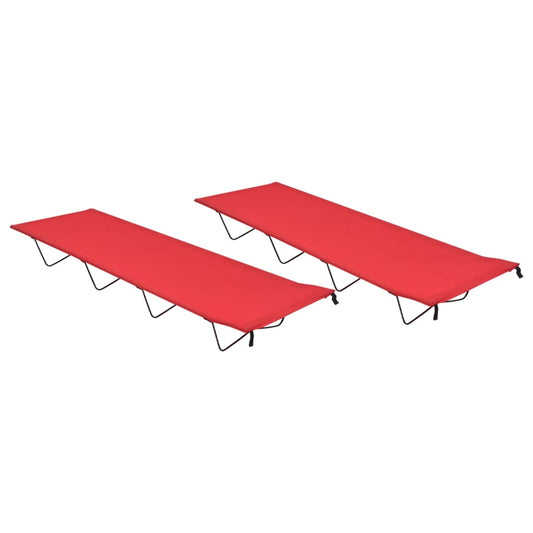 Camping Beds 2 Pcs 180X60X19 Cm Oxford Fabric And Steel Red