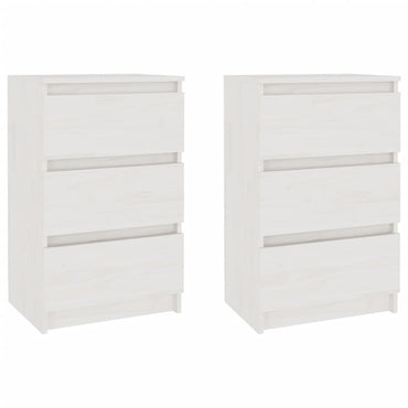 Bedside Cabinets 2 Pcs White 40X29.5X64 Cm Solid Pine Wood