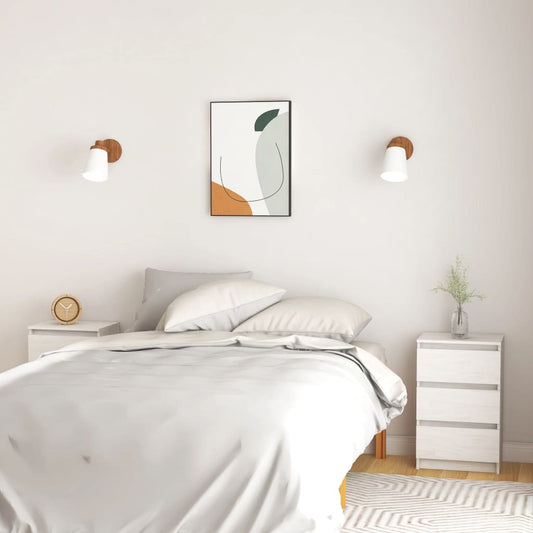 Bedside Cabinets 2 Pcs White 40X29.5X64 Cm Solid Pine Wood