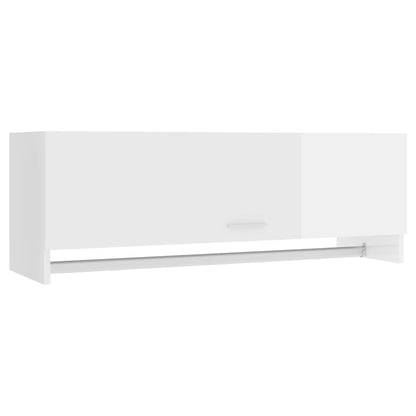 Wardrobe High Gloss White 100X32.5X35 Cm Engineered Wood