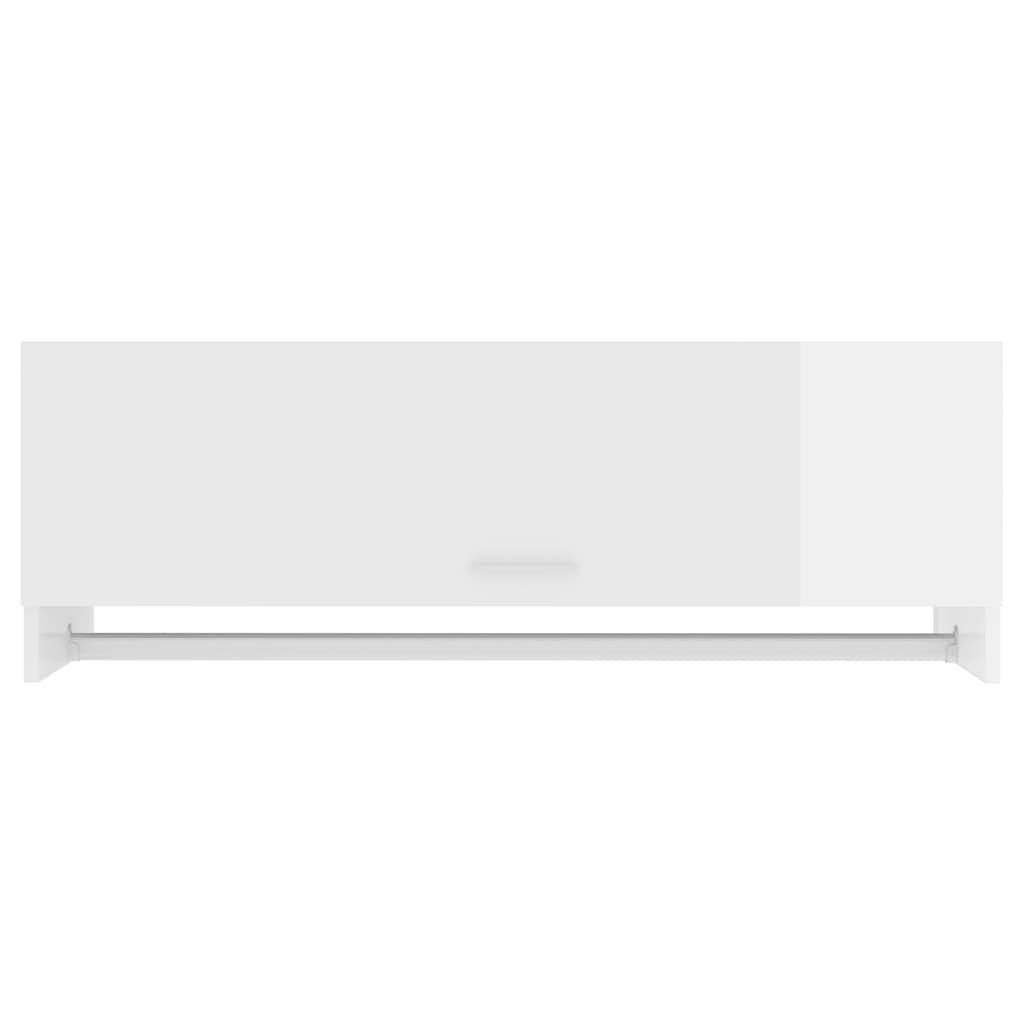 Wardrobe High Gloss White 100X32.5X35 Cm Engineered Wood