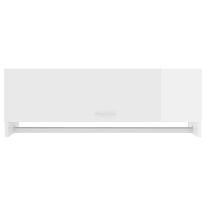 Wardrobe High Gloss White 100X32.5X35 Cm Engineered Wood