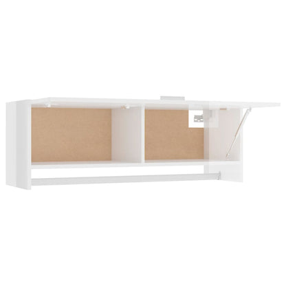 Wardrobe High Gloss White 100X32.5X35 Cm Engineered Wood