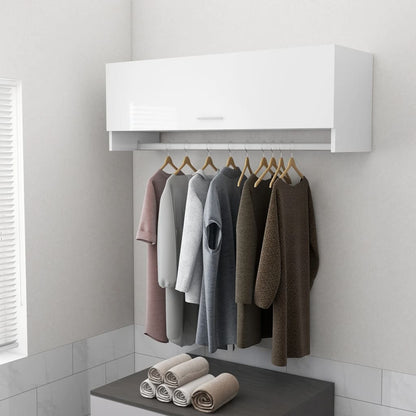 Wardrobe High Gloss White 100X32.5X35 Cm Engineered Wood