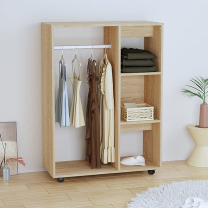 Wardrobe Sonoma Oak 80X40X110 Cm Engineered Wood | Hinged | Sonoma Oak | Open Compartment and 3-Tier Shelf | 2 Doors | 80cm