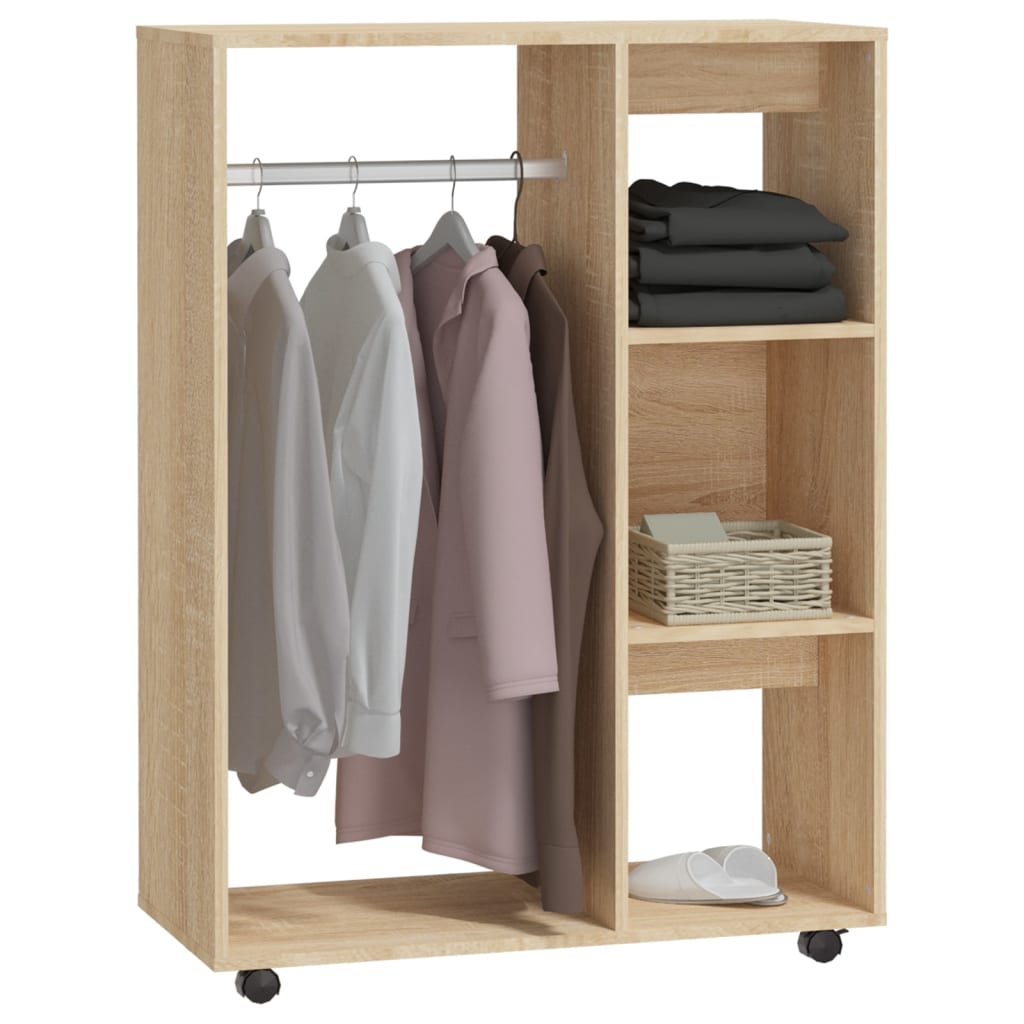 Wardrobe Sonoma Oak 80X40X110 Cm Engineered Wood | Hinged | Sonoma Oak | Open Compartment and 3-Tier Shelf | 2 Doors | 80cm