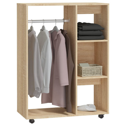 Wardrobe Sonoma Oak 80X40X110 Cm Engineered Wood | Hinged | Sonoma Oak | Open Compartment and 3-Tier Shelf | 2 Doors | 80cm