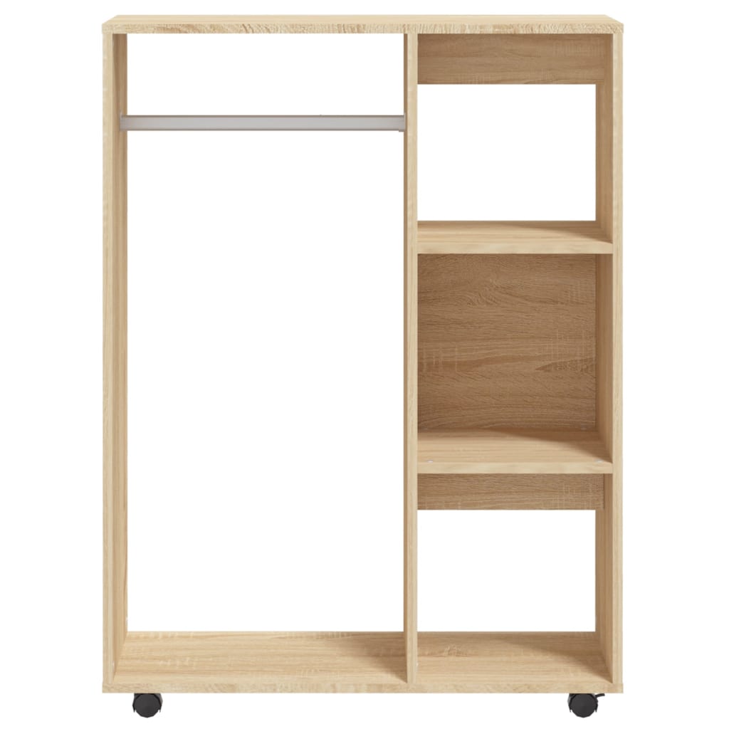 Wardrobe Sonoma Oak 80X40X110 Cm Engineered Wood | Hinged | Sonoma Oak | Open Compartment and 3-Tier Shelf | 2 Doors | 80cm