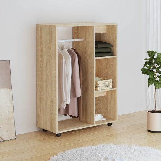 Wardrobe Sonoma Oak 80X40X110 Cm Engineered Wood | Hinged | Sonoma Oak | Open Compartment and 3-Tier Shelf | 2 Doors | 80cm
