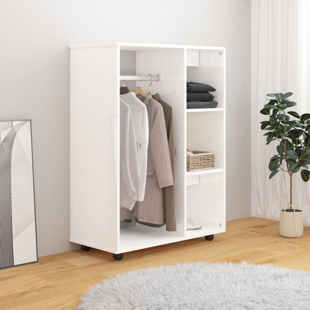 Wardrobe High Gloss White 80X40X110 Cm Engineered Wood