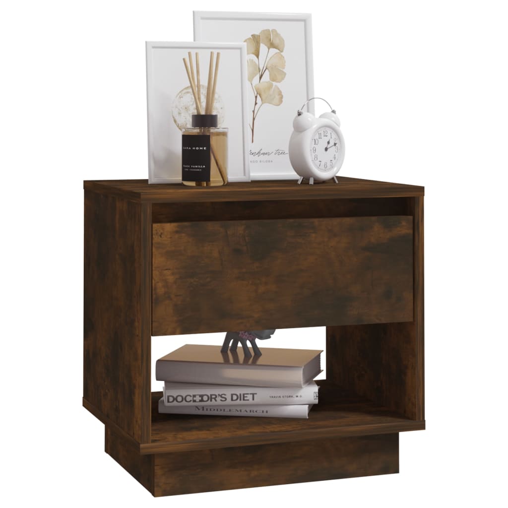 Bedside Cabinet Smoked Oak 45X34X44 Cm Engineered Wood