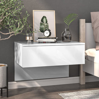 Wall-Mounted Bedside Cabinets 2 Pcs High Gloss White