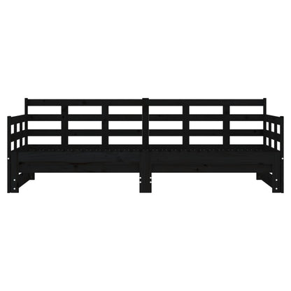 Pull-Out Day Bed Black Solid Wood Pine 2X(90X190) Cm