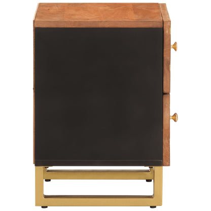 Bedside Cabinet Brown And Black Solid Wood Mango