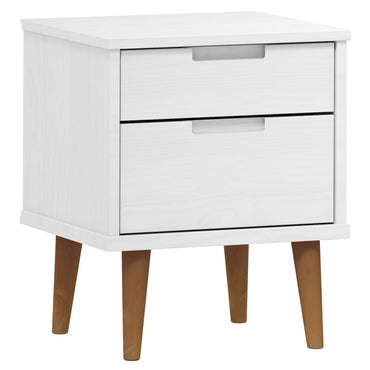 Bedside Cabinet Molde White 40X35X48 Cm Solid Wood Pine