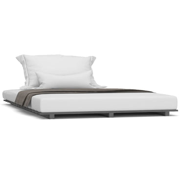 Bed Frame Without Mattress Grey 135X190 Cm Double Solid Wood Pine