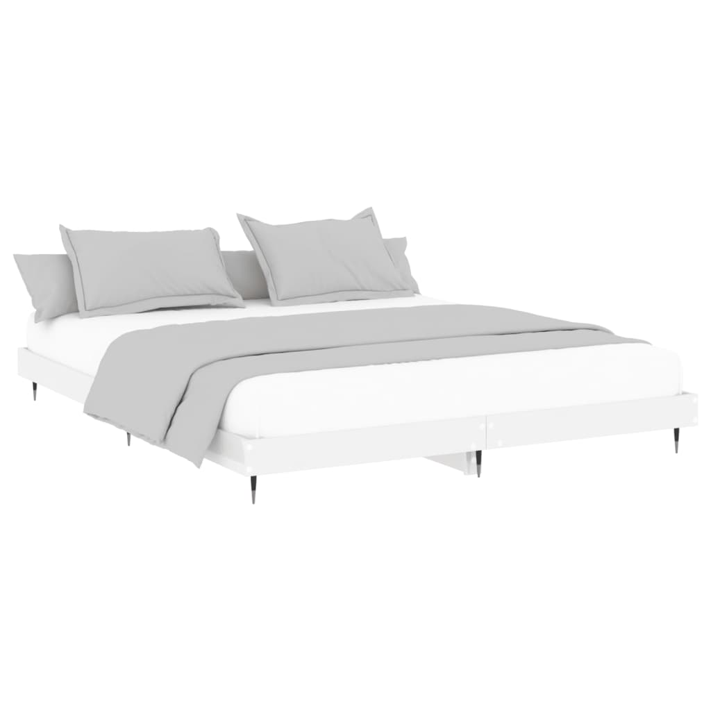 Bed Frame High Gloss White 140X200 Cm Engineered Wood