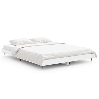 Bed Frame White 135X190 Cm Double Engineered Wood
