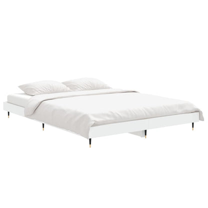 Bed Frame White 135X190 Cm Double Engineered Wood