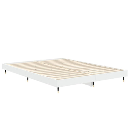 Bed Frame White 135X190 Cm Double Engineered Wood