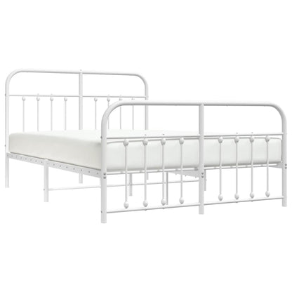Metal Bed Frame Without Mattress With Footboard White 140X200Cm