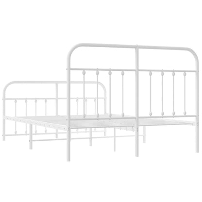 Metal Bed Frame Without Mattress With Footboard White 140X200Cm