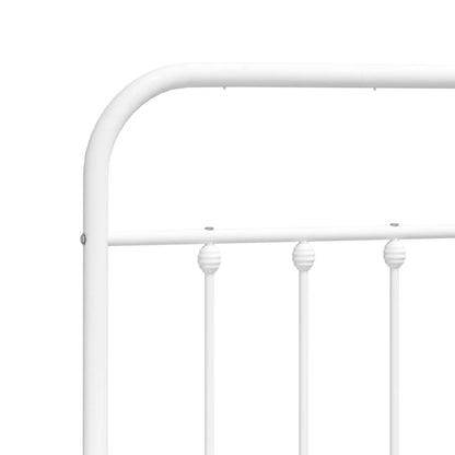 Metal Bed Frame Without Mattress With Footboard White 140X200Cm