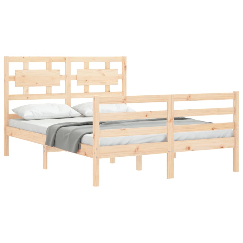 Bed Frame Without Mattress Double Solid Wood