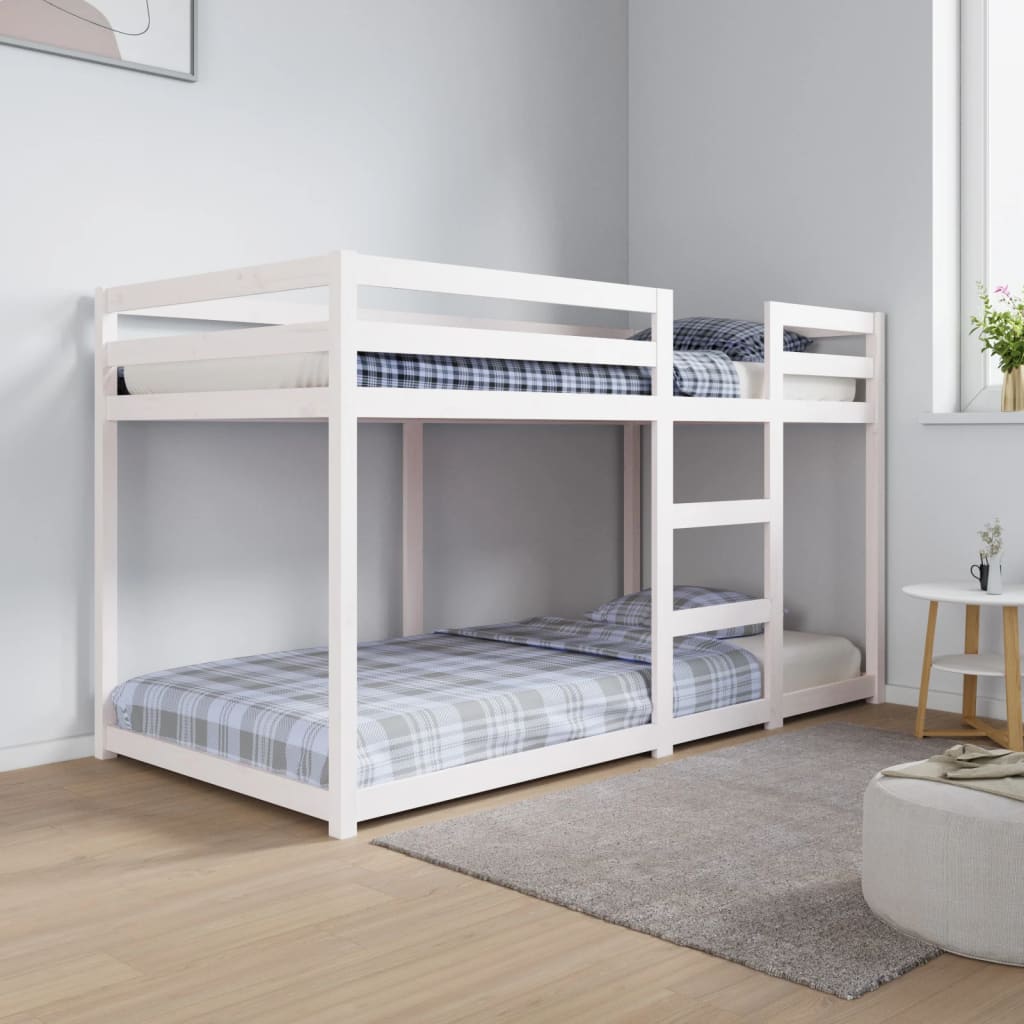 Bunk Bed Without Mattress White 90X190 Cm Single Solid Wood Pine