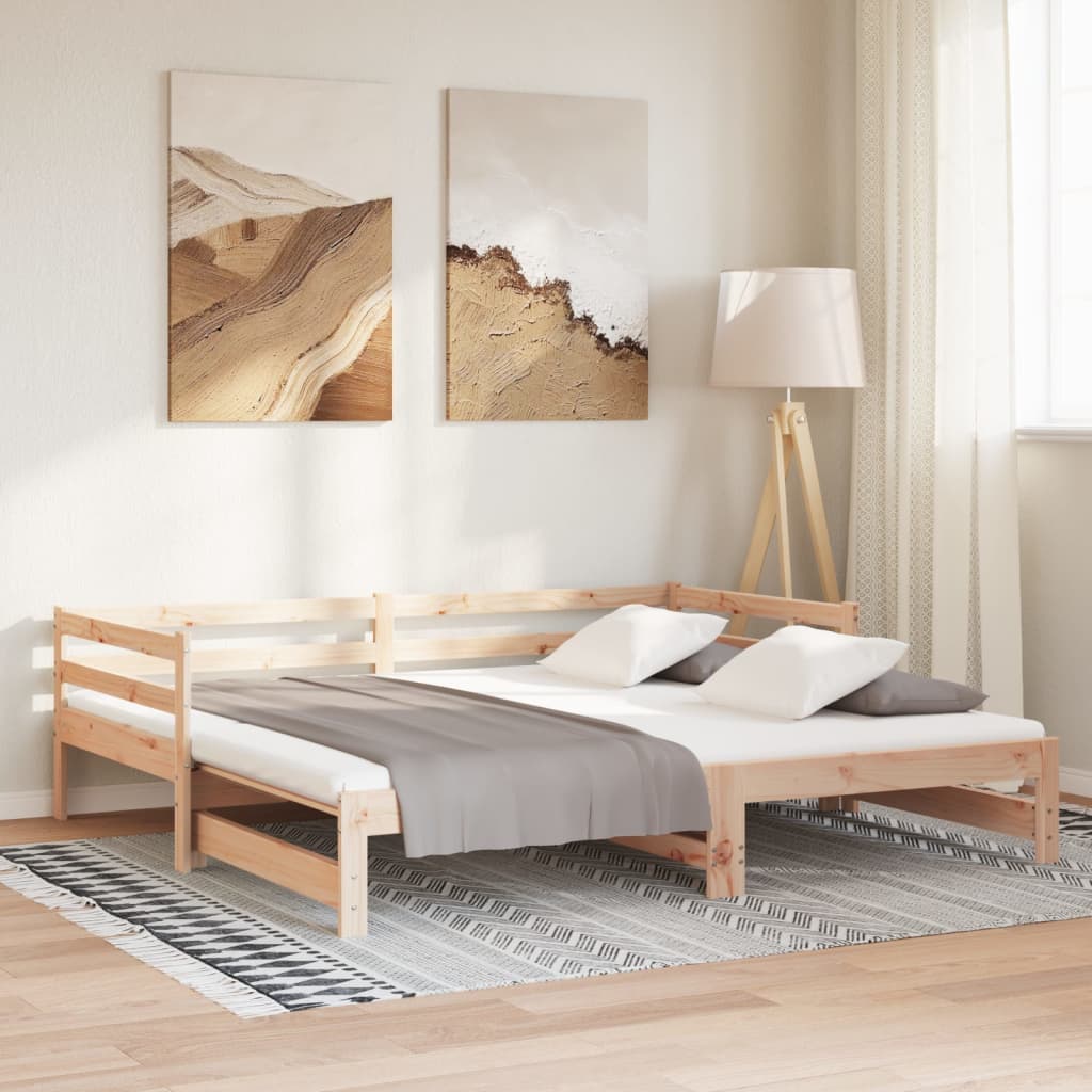 Day Bed With Trundle Without Mattress 90X190 Cm Single Solid Wood