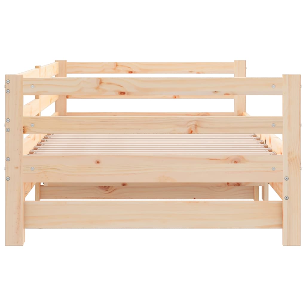 Day Bed With Trundle Without Mattress 90X190 Cm Single Solid Wood