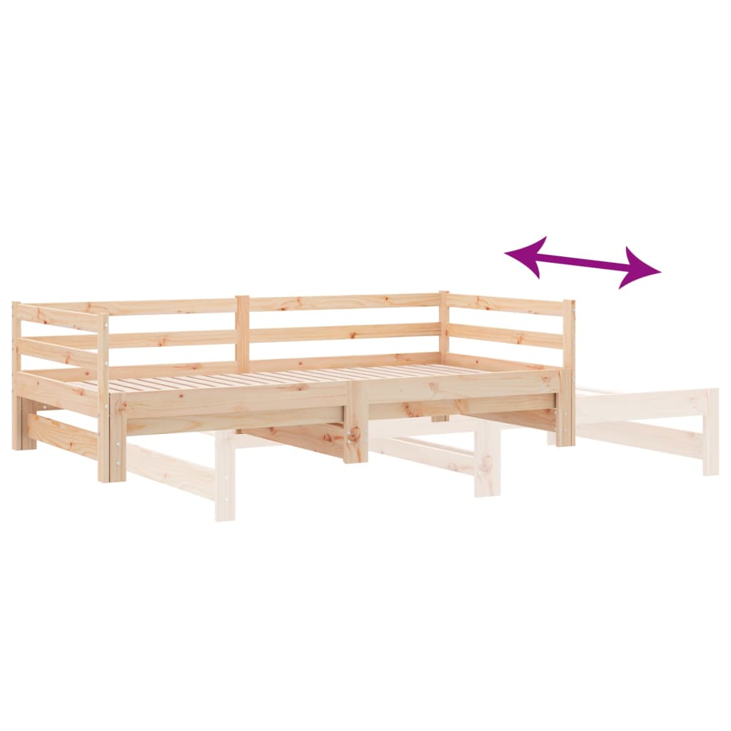 Day Bed With Trundle Without Mattress 90X190 Cm Single Solid Wood