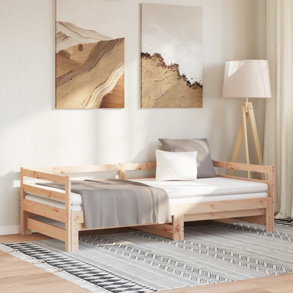 Day Bed With Trundle Without Mattress 90X190 Cm Single Solid Wood