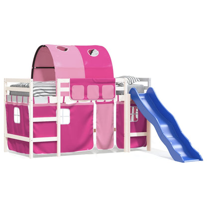 Kids' Loft Bed With Tunnel Without Mattress Pink 90X190 Cm Single