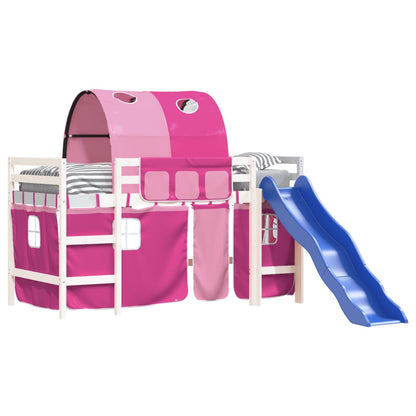Kids' Loft Bed With Tunnel Without Mattress Pink 90X190 Cm Single