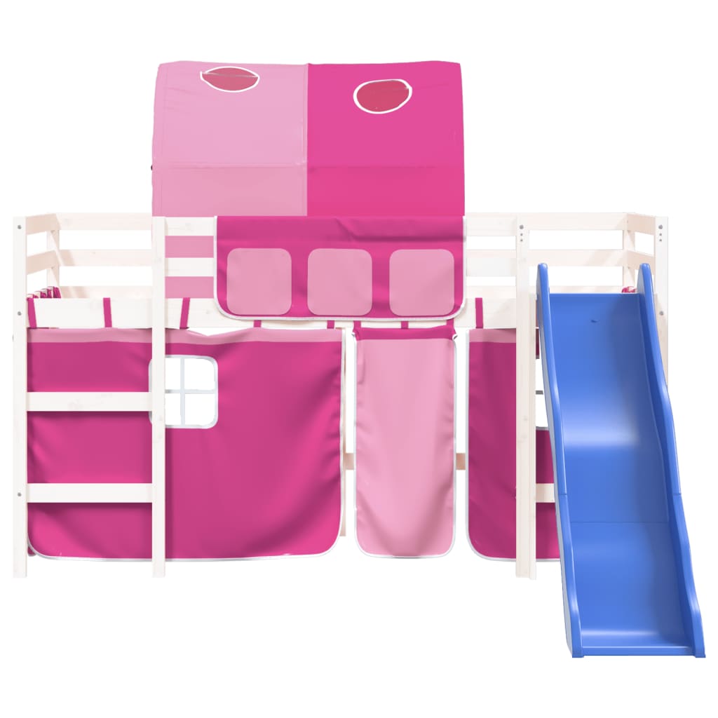 Kids' Loft Bed With Tunnel Without Mattress Pink 90X190 Cm Single