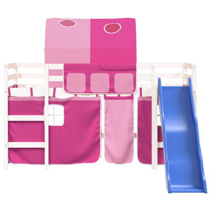 Kids' Loft Bed With Tunnel Without Mattress Pink 90X190 Cm Single