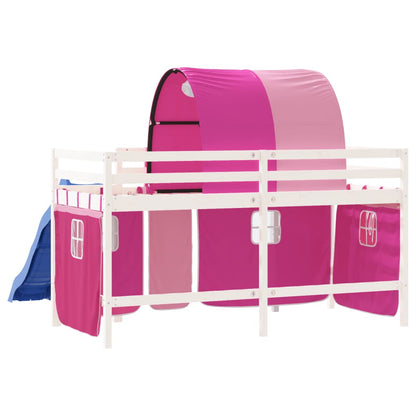 Kids' Loft Bed With Tunnel Without Mattress Pink 90X190 Cm Single
