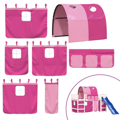 Kids' Loft Bed With Tunnel Without Mattress Pink 90X190 Cm Single