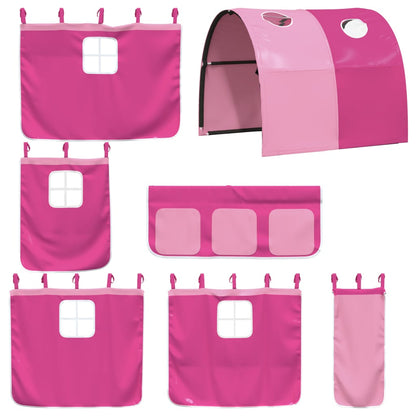 Kids' Loft Bed With Tunnel Without Mattress Pink 90X190 Cm Single