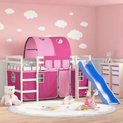 Kids' Loft Bed With Tunnel Without Mattress Pink 90X190 Cm Single