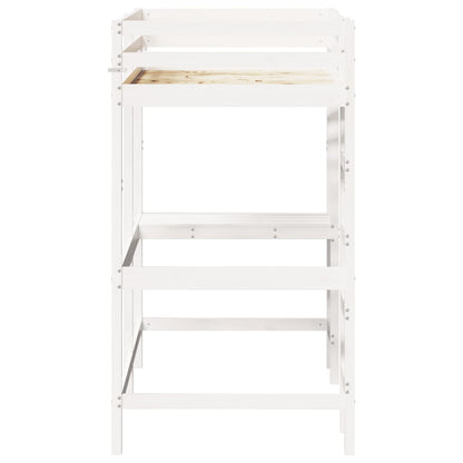 Loft Bed With Desk White 90X190 Cm Solid Wood Pine