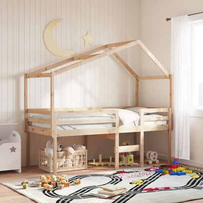 High Sleeper Bed Without Mattress 90X190 Cm Single Solid Wood Pine