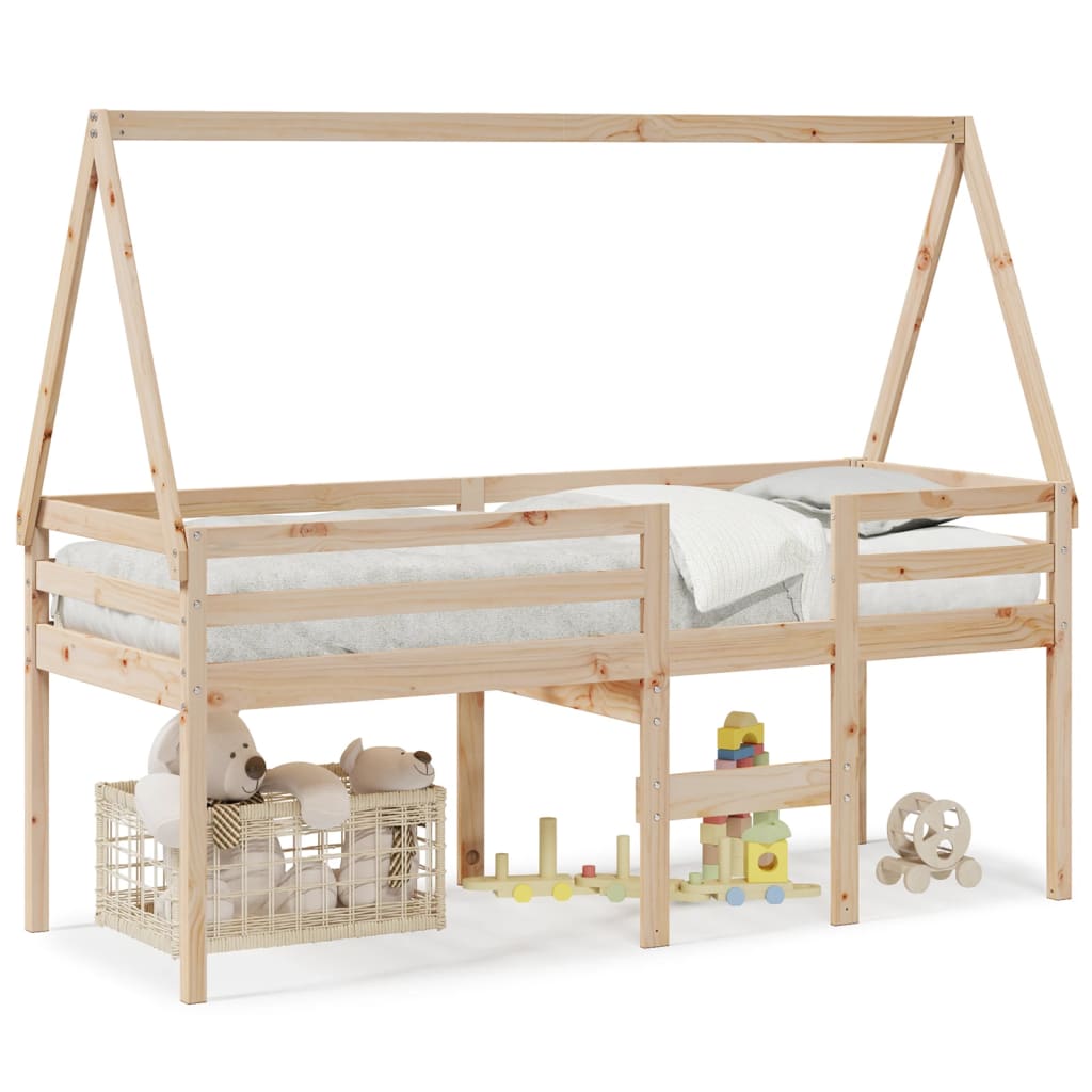High Sleeper Bed Without Mattress 90X190 Cm Single Solid Wood Pine