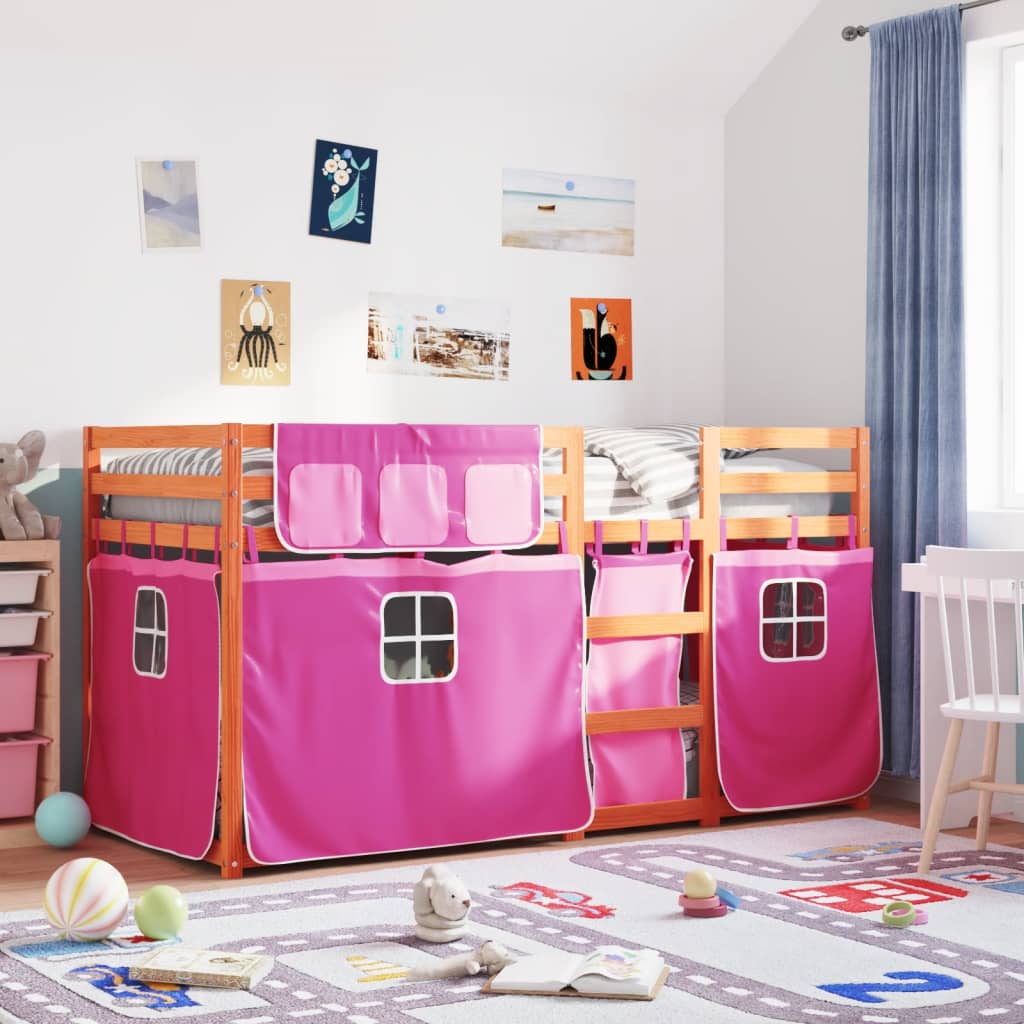 Bunk Bed Without Mattress Pink 90X190 Cm Single Solid Wood Pine
