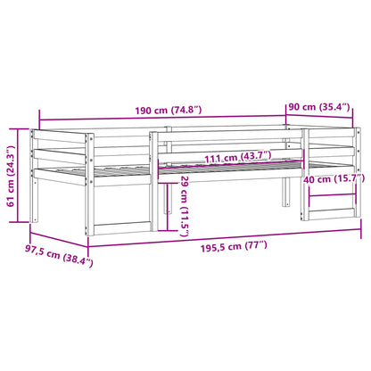 Kids' Bed Frame Without Mattress 90X190 Cm Single Solid Wood Pine